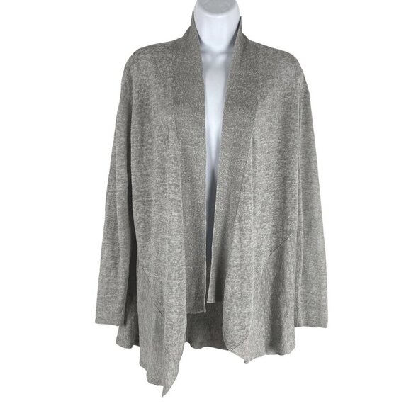 Eileen Fisher Open Front Cardigan Sweater‎ Small Gray Linen Blend CJ-1611 - Picture 1 of 8